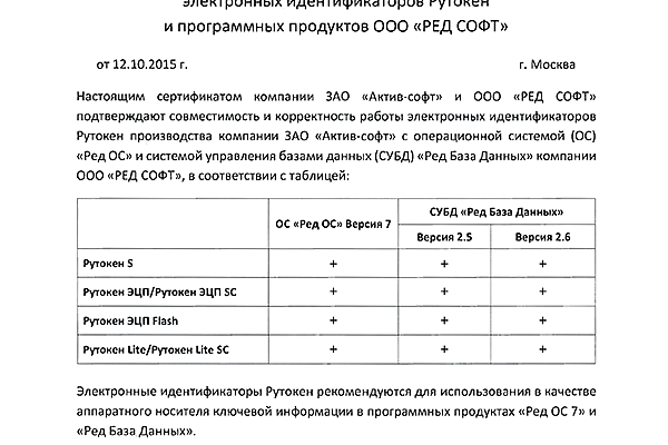 сертификат совместимости